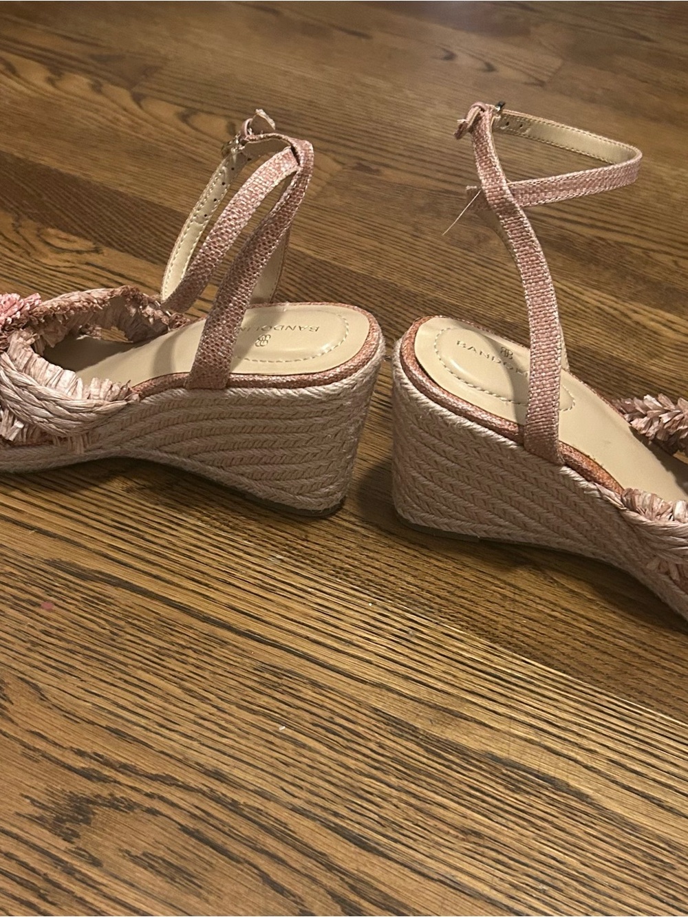 Bandolino Blush Pink Raffia Wedge Sandal with Ankle Strap 0051 - Picture 3 of 13